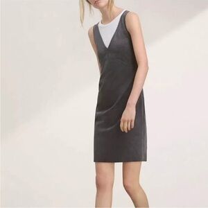 Aritzia Gray Sleeveless V-Neck Sheath Dress